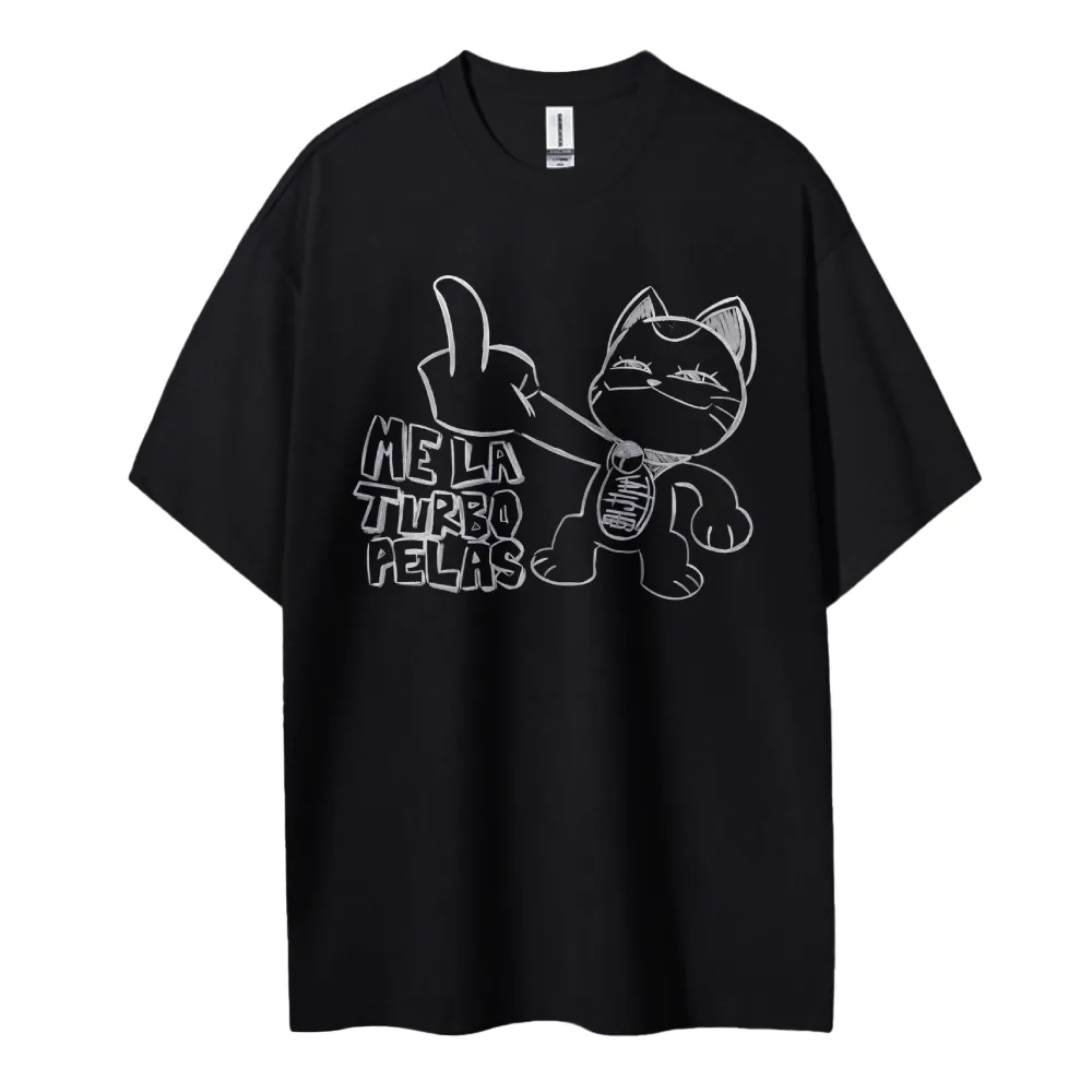 Anime Merchandise Shop - Dandadan 티셔츠 애니메이션 고양이 중지 손짓