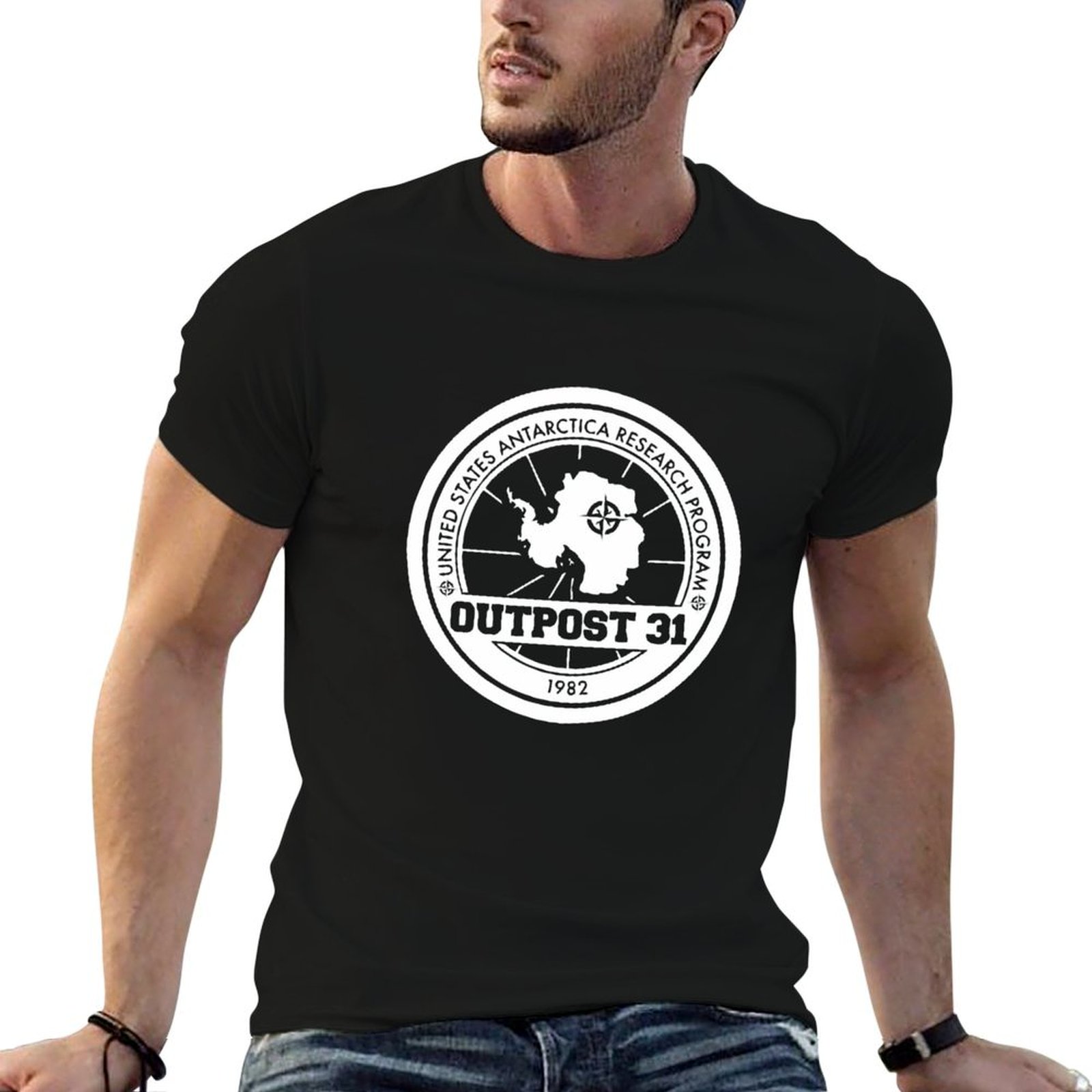 Anime Merchandise Logo - Outpost 31 로고 상품 티셔츠 남성용