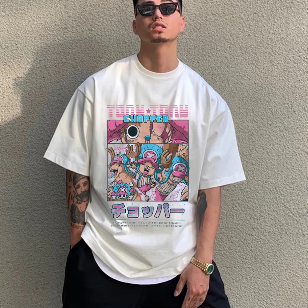 Anime Merchandise Shop - 남성 티셔츠 애니메이션 원피스 쵸파 프린트