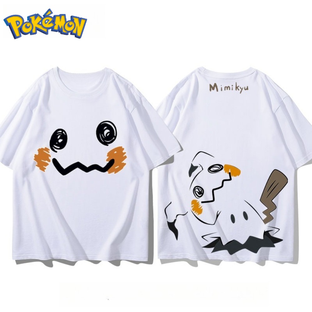 포켓몬 미믹큐 앞면과 뒷면 프린트 티셔츠 남성 및 여성 - Anime Merchandise Shop 리뷰 및 가격