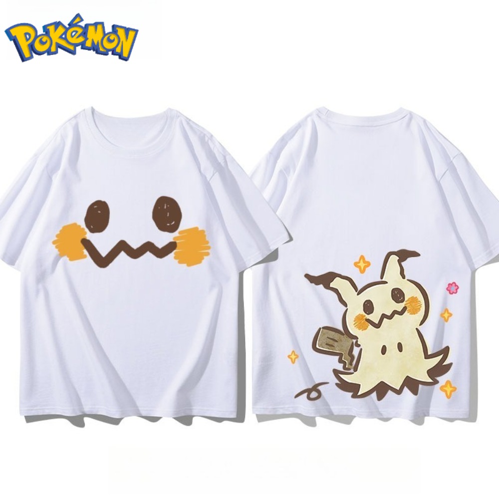 포켓몬 미믹큐 앞면과 뒷면 프린트 티셔츠 남성 및 여성 - Anime Merchandise Shop 리뷰 및 가격