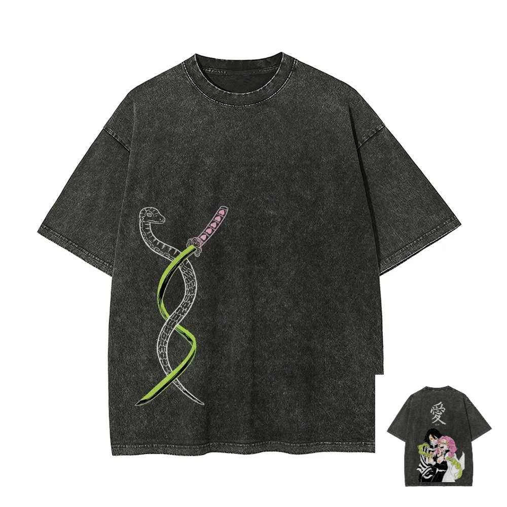Kimetsu No Yaiba 워시드 티셔츠 애니메이션 - Anime Merchandise Shop 리뷰 및 가격