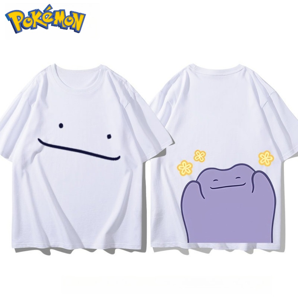 포켓몬 디토 앞면과 뒷면 프린트 티셔츠 남성 및 여성  - Anime Merchandise Shop 리뷰 및 가격